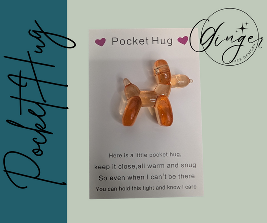 Orange Balloon Dog Pocket Hug