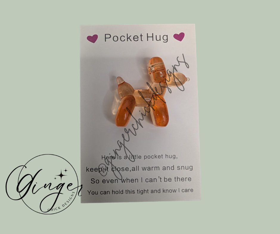 Orange Balloon Dog Pocket Hug