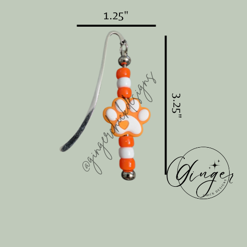 Orange Paw Print Hook Bookmark
