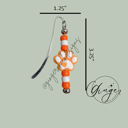 Orange Paw Print Hook Bookmark
