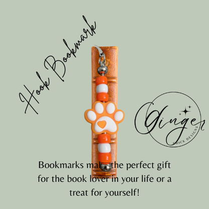 Orange Paw Print Hook Bookmark