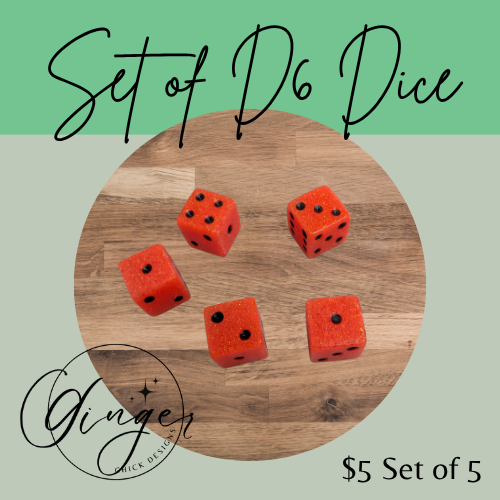 Orange Glitter Small D6 Dice Set