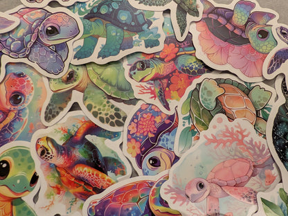 Colorful Sea Turtle Stickers – Mystery Pack of 6 for $2 🐢🌊