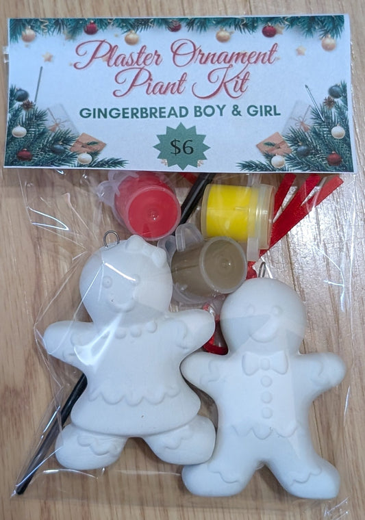 Plaster Ornament Paint Kit – Gingerbread Boy & Girl