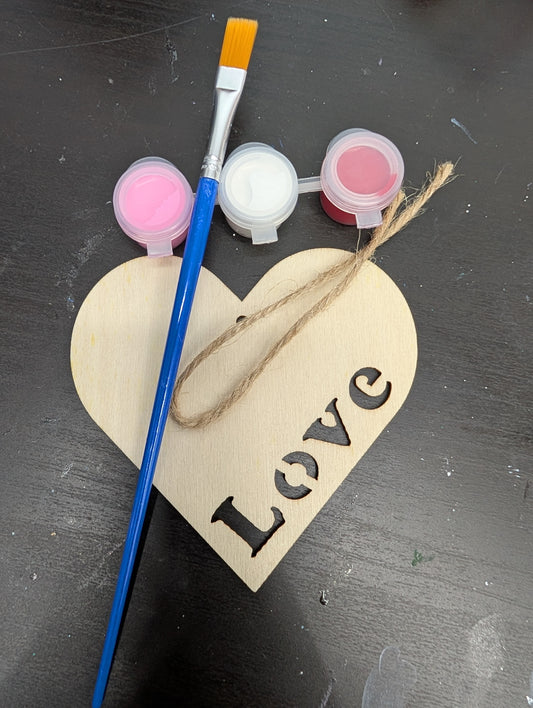 Wooden Heart Ornament Paint Kit – “Love” Design ❤️🎨