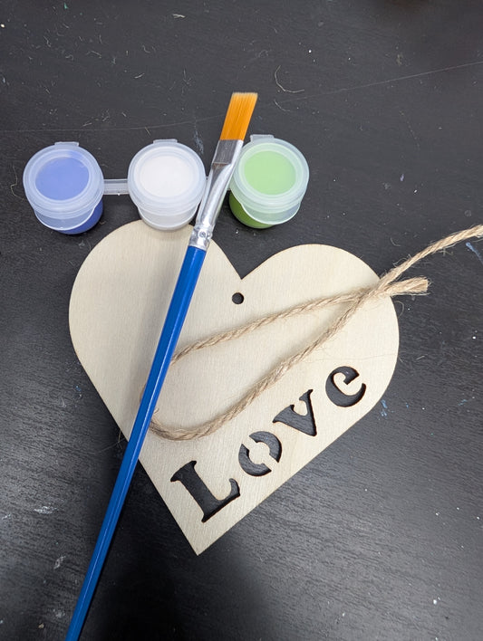 Wooden Heart Ornament Paint Kit – “Love” Design ❤️🎨
