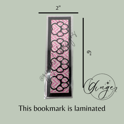 Paw Print Laminated Bookmark with Pink Chevron