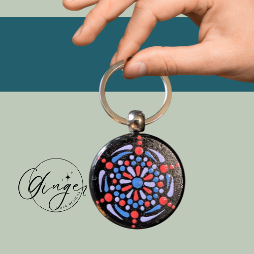Pin Wheel Mandala Dot Keychain