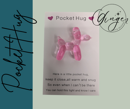 Pink Balloon Dog Pocket Hug