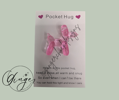 Pink Balloon Dog Pocket Hug
