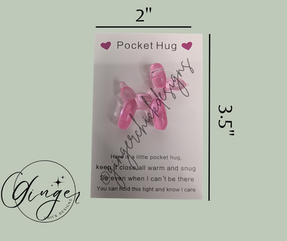 Pink Balloon Dog Pocket Hug