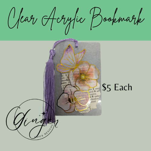 Pink Butterfly Dictionary Acrylic Bookmark