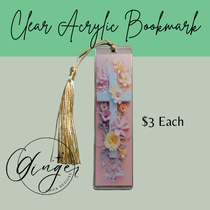 Pink Cross Acrylic Bookmarks