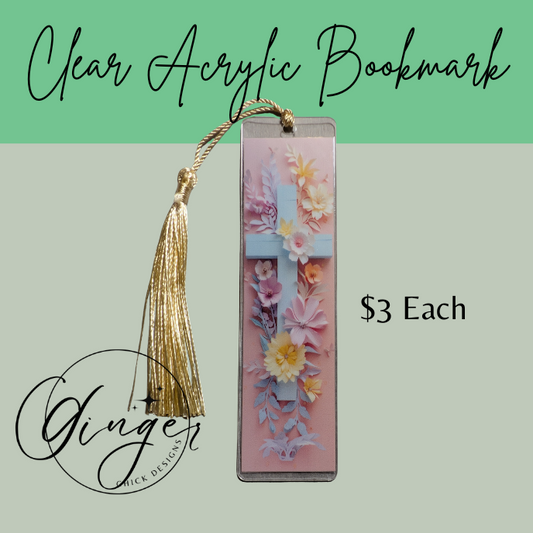 Pink Cross Acrylic Bookmarks