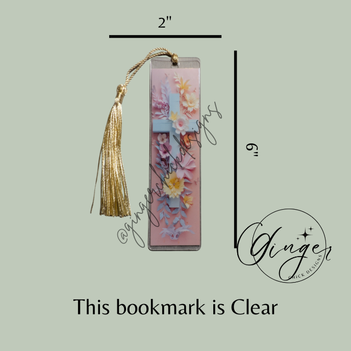 Pink Cross Acrylic Bookmarks