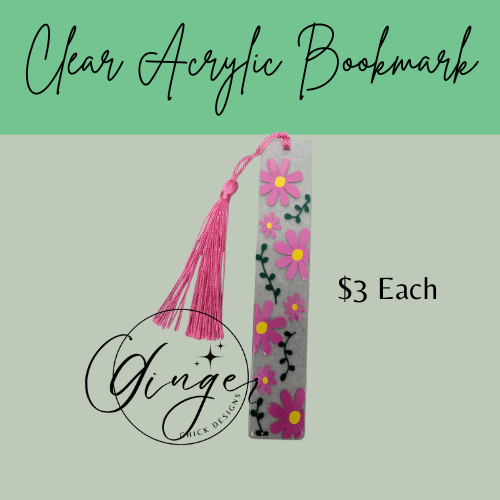 Pink Daisies Acrylic Bookmarks