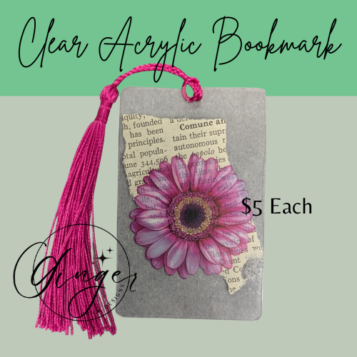 Pink Gerbrea Dictionary Acrylic Bookmark