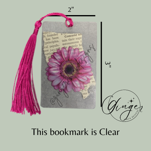Pink Gerbrea Dictionary Acrylic Bookmark
