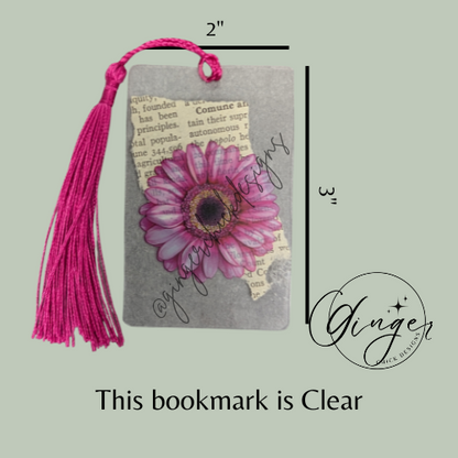 Pink Gerbrea Dictionary Acrylic Bookmark