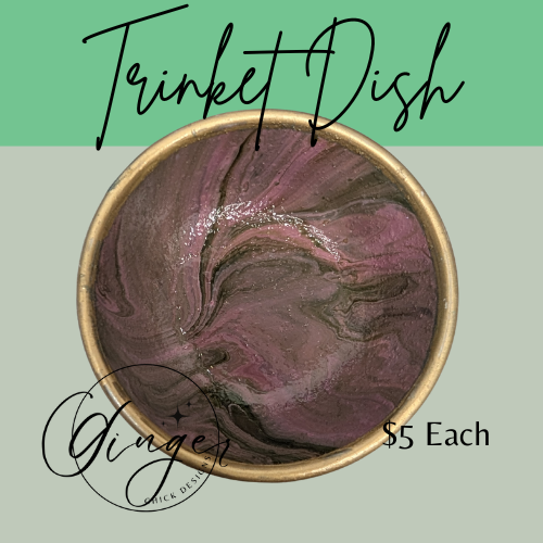 Pink Lady Paint Pour Trinket Dish