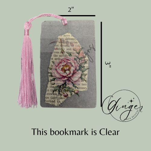Pink Peony Dictionary Acrylic Bookmark