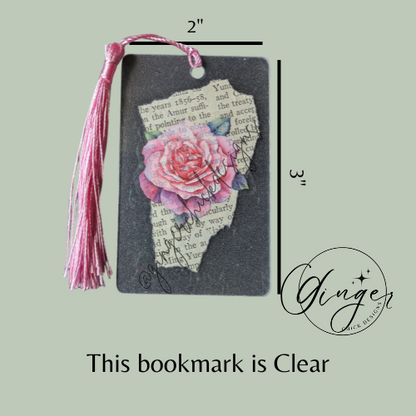 Pink Rose Blossom Dictionary Acrylic Bookmark