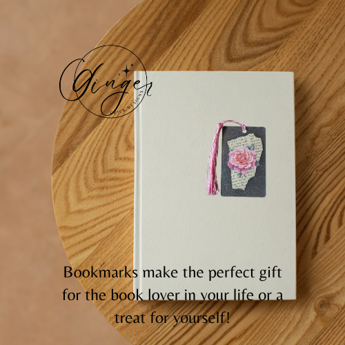 Pink Rose Blossom Dictionary Acrylic Bookmark