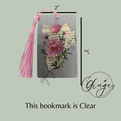 Pink Rose Dictionary Acrylic Bookmark