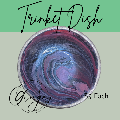 Pink & Silver Paint Pour Trinket Dish
