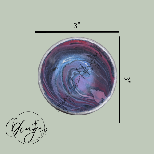 Pink & Silver Paint Pour Trinket Dish