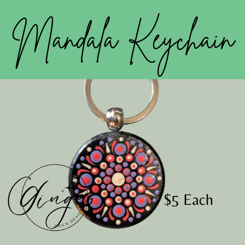 Pink Starburst Mandala Dot Keychain