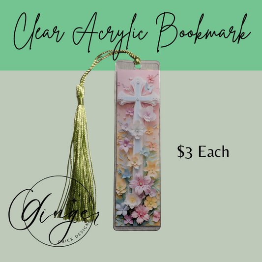 Pink Cross Acrylic Bookmarks