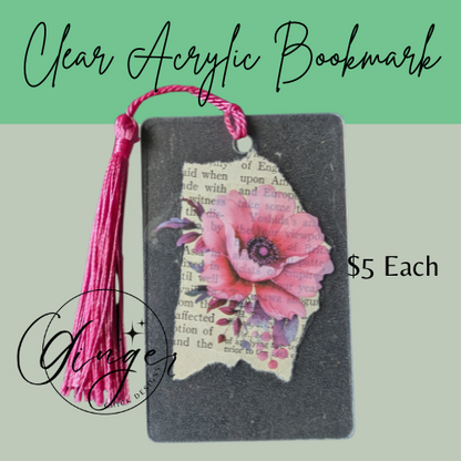 Pink Peony Dictionary Acrylic Bookmark