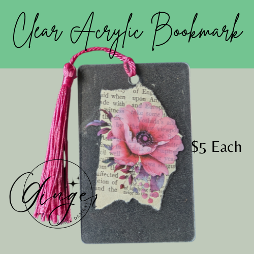 Pink Peony Dictionary Acrylic Bookmark