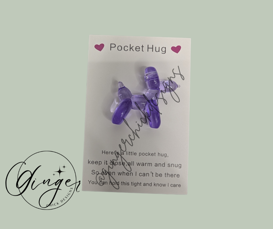 Purple Balloon Dog Pocket Hug