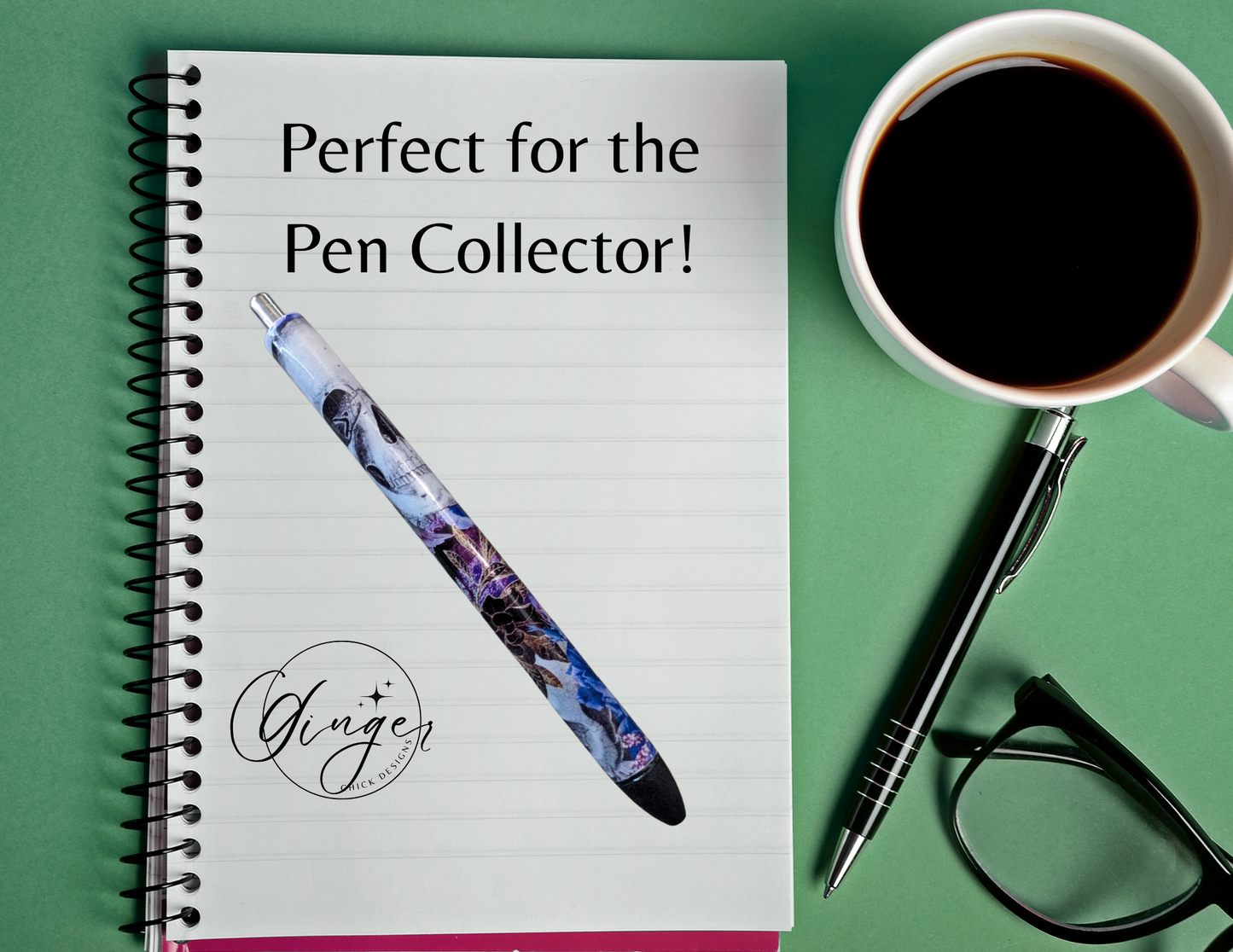 Purple Flower with Skulls Ink Joy Gel Pen