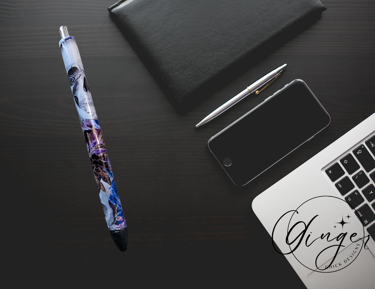 Purple Flower with Skulls Ink Joy Gel Pen