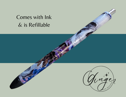 Purple Flower with Skulls Ink Joy Gel Pen