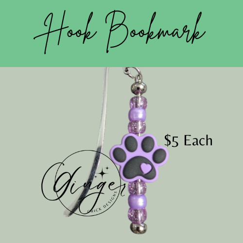 Purple Paw Print Hook Bookmark