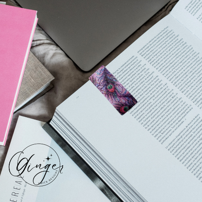 Purple Peacock Leather Magnetic Bookmark
