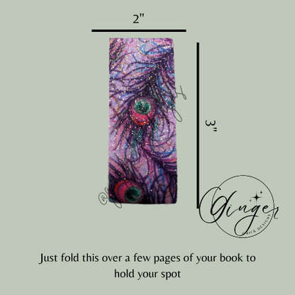 Purple Peacock Leather Magnetic Bookmark