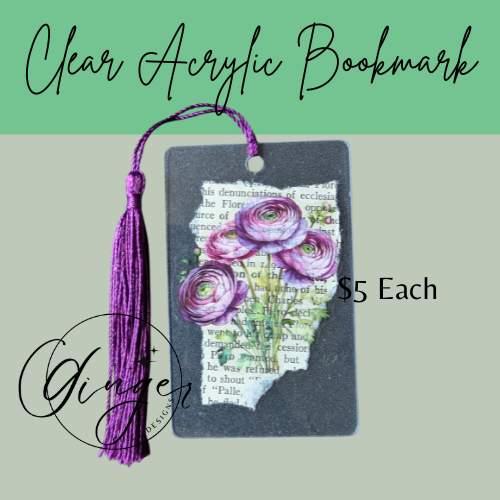 Purple Ranunculus Dictionary Acrylic Bookmark