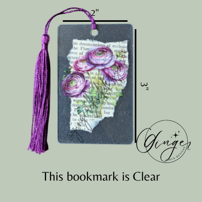 Purple Ranunculus Dictionary Acrylic Bookmark