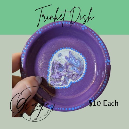 Skull Mixed Media Art Trinket Dish