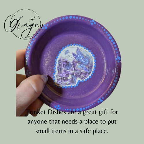 Skull Mixed Media Art Trinket Dish