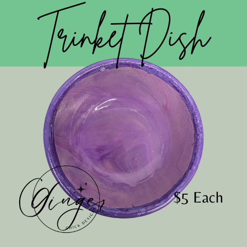 Purple Taffy Paint Pour Trinket Dish
