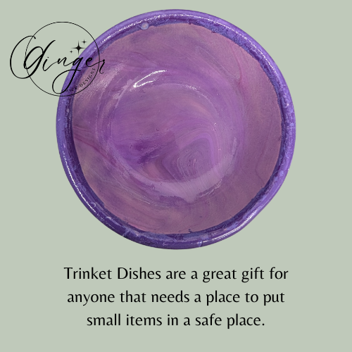 Purple Taffy Paint Pour Trinket Dish