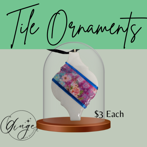 Quilt Ceramic Tile Ornament
