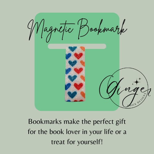 Rainbow Hearts Leather Magnetic Bookmark