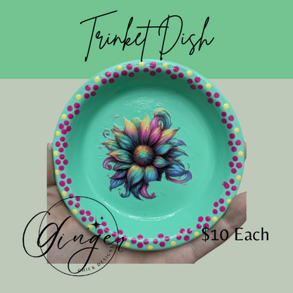 Rainbow Daisy Mixed Media Art Trinket Dish